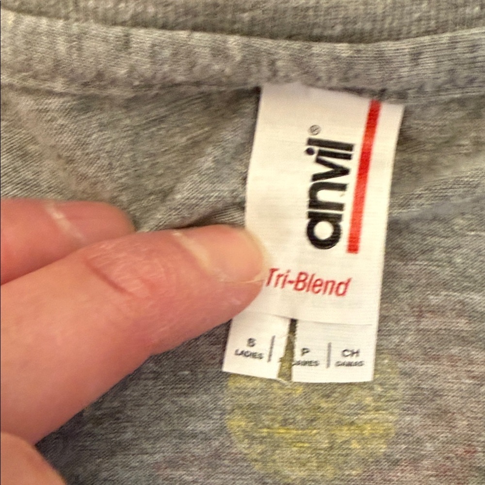 Anvil Gray V-Neck Tee with Graphic Design - Picture 2 of 3